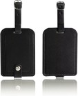 Luggage Bag Tags Leather Travel Id Labels Suitcase Name Black 2 Pcs  