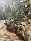 Primitive Old Twiggy Pine Christmas Tree On Old Mallet
