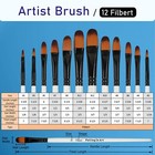 Falling In Art Paint Brushes Set  12 Pcs Nylon Professional Filbert Paint Bru   