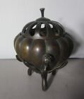 Fine Antique Japanese Meiji-era Heavy Bronze Engraved Fruit-form Incense Burner