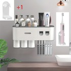 Wall-mounted Toothbrush Holder Featuring A Double Automatic Toothpaste Dispenser
