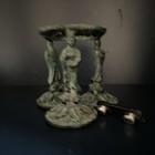 Vtg 1997 Bronze Incense Burner Shallow Dish   Art Nouveau Style