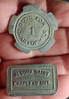  2  Algoma Dairy - Chapleau  Ontario Canada Tokens  Good For 1 Quart   1 Pint