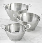 New 100  Williams Sonoma Stainless Steel Colander Set Of 3 Kitchen Strainer
