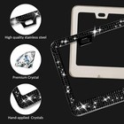 Bling License Plate Frame And Clear Cover Set For Women Sparkle 1 Pc Black