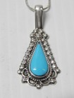 Mint Navajo Indian Sterling Silver Turquoise Pendant Necklace   Free Chain