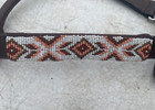 Gold  Coral  White Beaded Leather Horse Size Halter