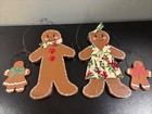 Vintage Hand Painted Gingerbread Family Hanging Wall Art Christmas 4 Pieces