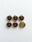Vintage Cc Black Heart Pearl Button Stamped - 6 Pc