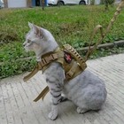 Tactical Cat Harness Leash Set Adjustable Vest W  Patches Handle For Large Cats