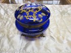 Antique French Cobalt Glass Covered Box