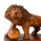 Figural Carved Wood Lion Sculpture