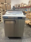 Icecasa 27  Sandwich Prep Table Fridge  1 Door Cooler With 8 Pans     Dents