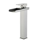 Brushed Nickel Bathroom Sink Faucet 1hole Waterfall Tall Vessel Vanity Mixer Tap