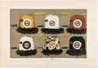 1885 Zuni Masks  Lithograph Print Original Directional   8 5x5 25   Stunning