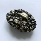 Solid Brass Skull Skulls Metal Belt Buckle