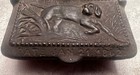 Antique Civil War Era 1862 Cast Iron Hunting Dog Match Safe Holder Box Hound