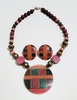Vintage Lee Sands Necklace Earrings Set 80s Retro Modernist Geometric Statement 