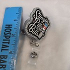 Retractable Silver Glitter Id Badge Reel Clip  Medical Theme