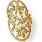 Gold Floral Brooch With Swirling