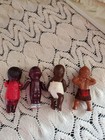 4 Tiny 2  African American Vintage Black Celluloid Jointed Arms Dolls Dollhouse