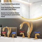 Luxury Widespread Bathroom Sink Faucet 3-hole Swan 2handle Basin Mixer Tap Gold