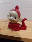 Vintage Christmas Pixie Elf Figure Red Hat Outfit Laying Down Made In Japan
