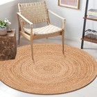 Handcrafted Jute Braided Rug 4 Feet Round - 100  Natural Jute Area Rug - 