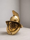 Steel Roman Gladiator Helmet Brass Finish Medieval Armor Costume Larp Replica
