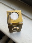 Antique Brass Thread Counter Small Magnifier Victorian Sewing Germany Stamp Fold