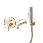 Brushed Gold Bathroom Tub Faucet Set Hand Held Spray Wall Mount Mixer Shower Tap