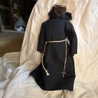 Christianity Doll Figure In Black Monk Robe With Cross Pendant
