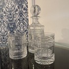 Vtg Ralph Lauren Glen Plaid Crystal Decanter Pair 2 Dof Glasses Signed Set Mint