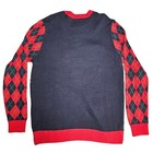 The Ugly Sweater Co Mens Xl Golfing Santa Christmas Sweater Argyle Pom Pom Hat