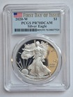 2020-w  1 American Silver Eagle Dollar Pcgs Pr 70 Dcam First Day Of Issue