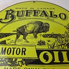 Vintage Buffalo Motor Oil Sign - Heavy Gas Service Pump Plate Porcelain Sign
