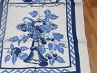 Vintage Pure Linen Blue White Tea Dish Towel Fruits  Etc  30x17