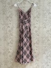 Victoria   s Secret Slip Dress Sz Xs Pink Black Plaid Asymmetrical Midi Y2k Grunge