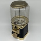 Vtg Oak Acorn 25 Cent Gumball Candy Vending Machine No Key Black Gold Ssf Works 