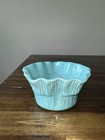 Vtg Miramar California Aqua Blue Scalloped Planter Pot Mcm Ceramic