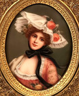 Antique Vienna Style Portrait Plaque And Ornate Rococo Gilt Frame C 19th C 