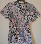 Sketchers Medical Scrub Top Womens Large V Neck Elastic Waist Pink Butterfly 