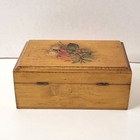 J   P Coats Vintage Wooden Sewing Box Made In Scotland Floral Spool Holder 6in