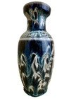 Vintage Chinese Export Porcelain Flambe Glaze Vase Embossed Floral Design 10 