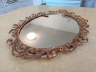 Vtg Mirrored Vanity Perfume Tray Gold Filigree Oval Dresser Hollywood Regency