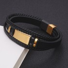 Women Men Black Braided Leather Stainless Steel Magnetic Clasp Bracelet 8 26 