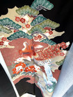 Beautiful Vintage Silk Black Tomesode With Big Florals And Beautiful Bird