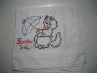 Vtg Flour Sack Hand Embroidered 7 Days Of The Week Dish Towel Cats 36 x33   New