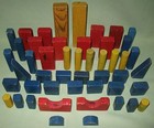 Vintage Collectible Playskool Childrens Pull Toy Wagon W 46 Wood Blocks  