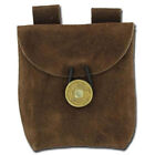 Medieval Renaissance Leather Brown Suede Coin Belt Pouch With Brass Accents
